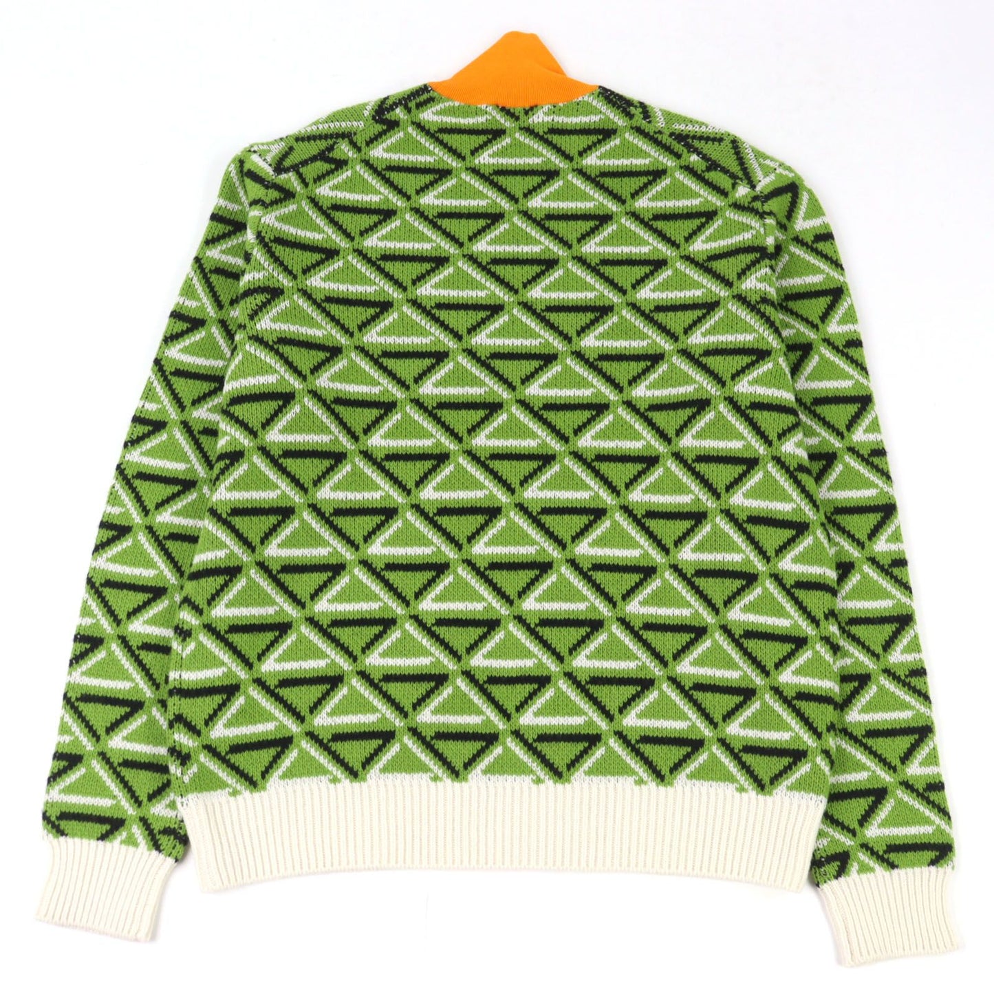 Prada Virgin Wool Cashmere 29% Logo Embroidery High Neck Knit Sweater Green — view 3