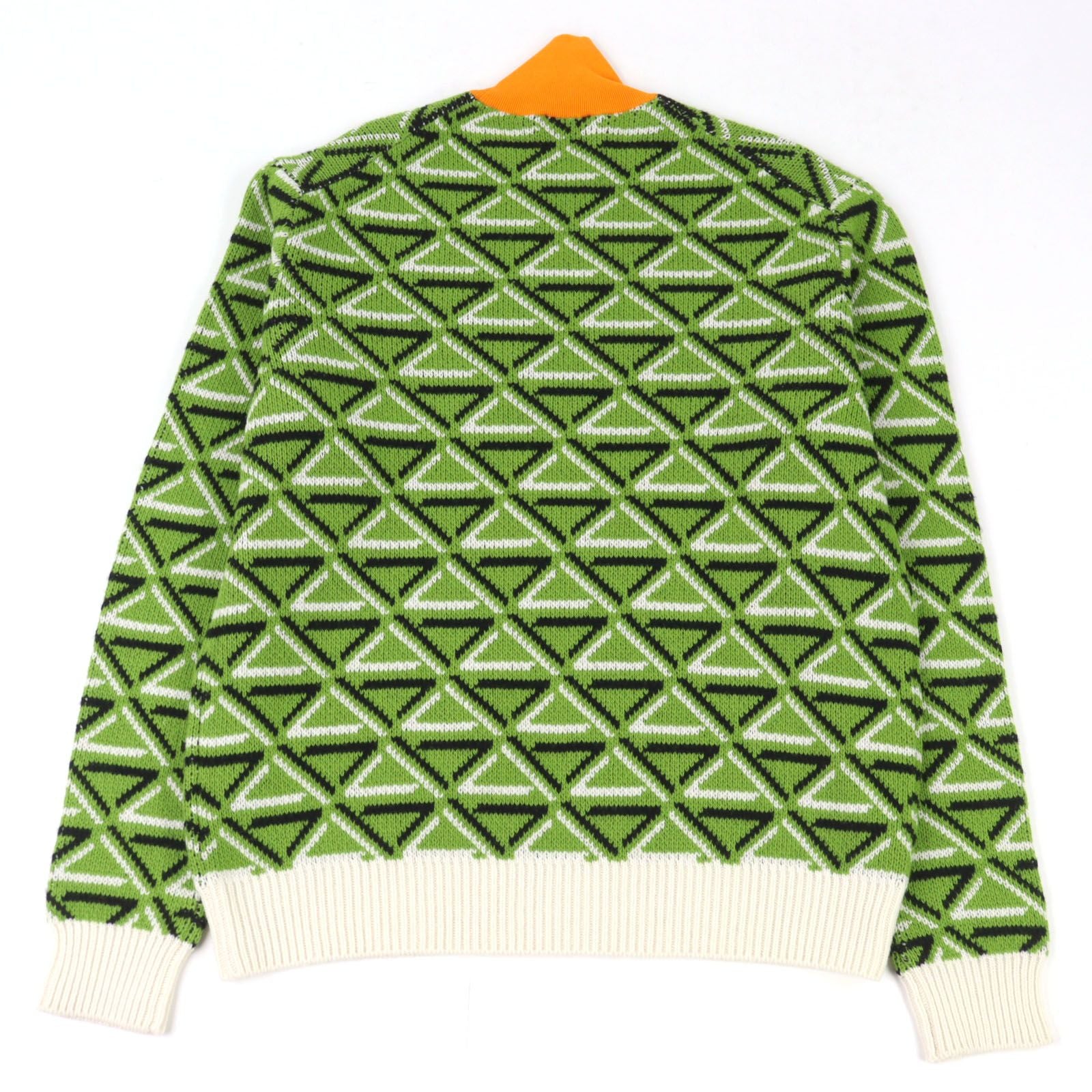 Prada Virgin Wool Cashmere 29% Logo Embroidery High Neck Knit Sweater Green — view 3