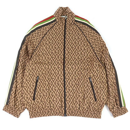 Gucci Lambus Side Line Leather Track Jacket Brown