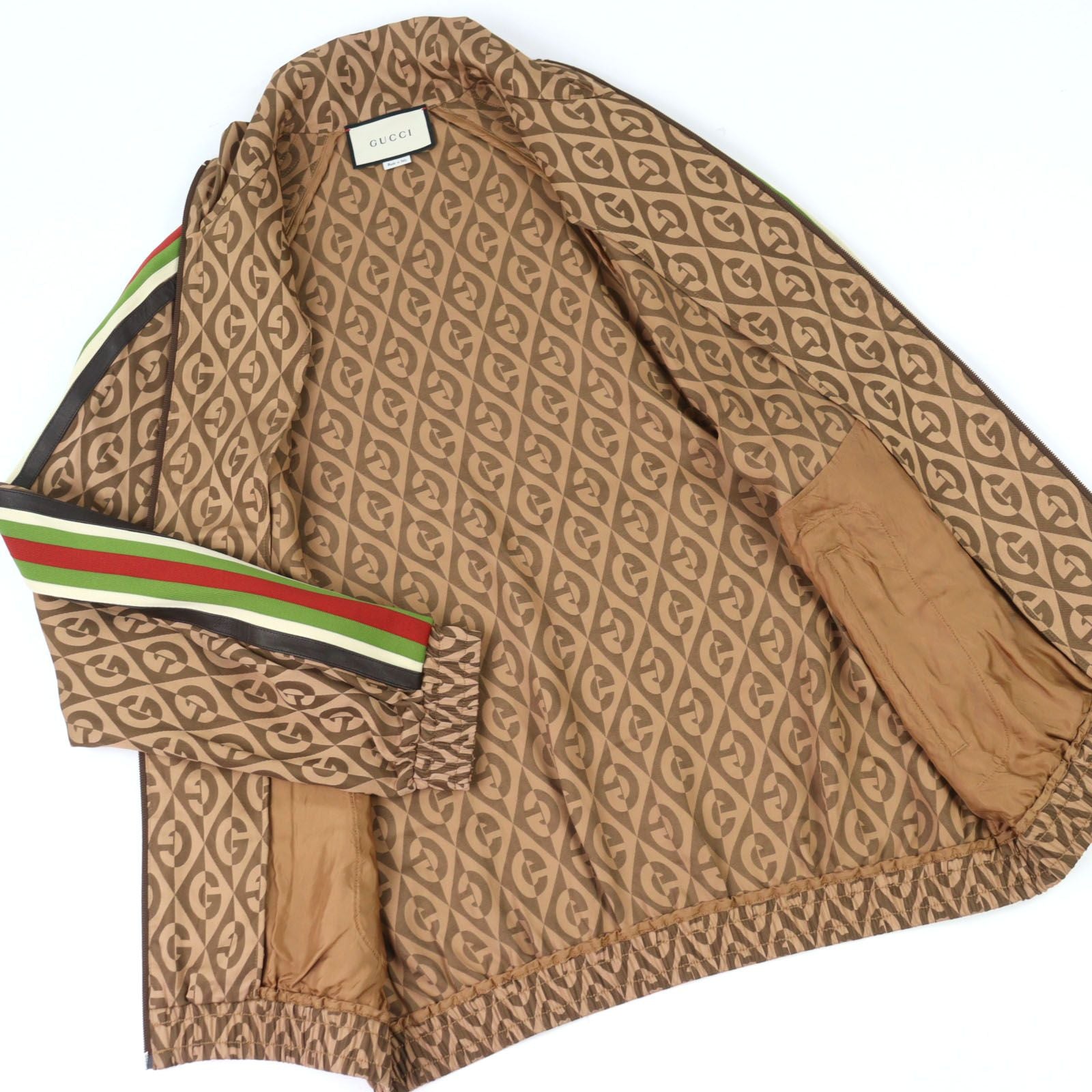 Gucci Lambus Side Line Leather Track Jacket Brown — view 3