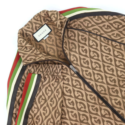 Gucci Lambus Side Line Leather Track Jacket Brown — view 2