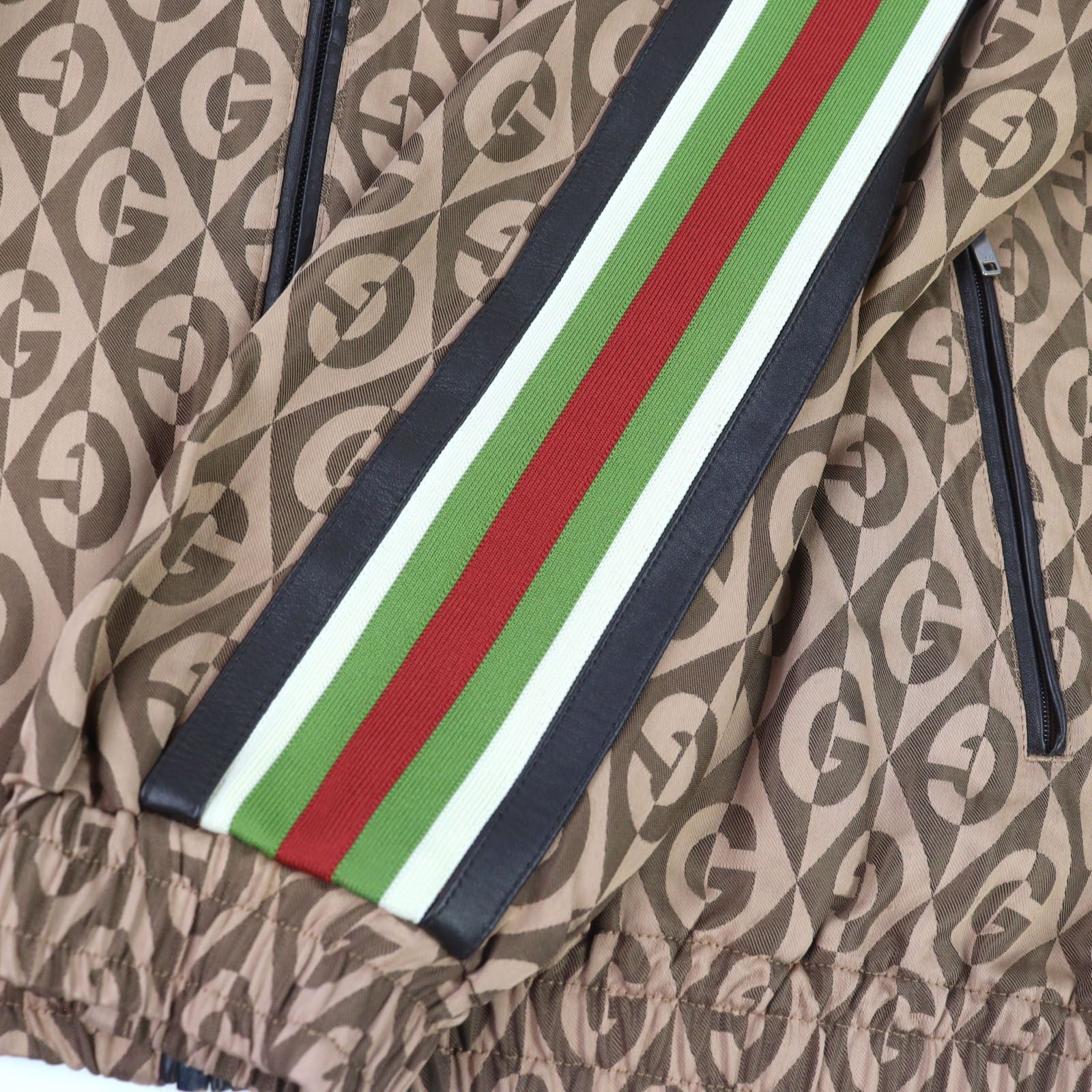 Gucci Lambus Side Line Leather Track Jacket Brown — view 8