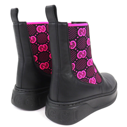Gucci Logo GG Jersey Side Gore Ankle Boots Short Black Pink 35.5 Recommended — view 7