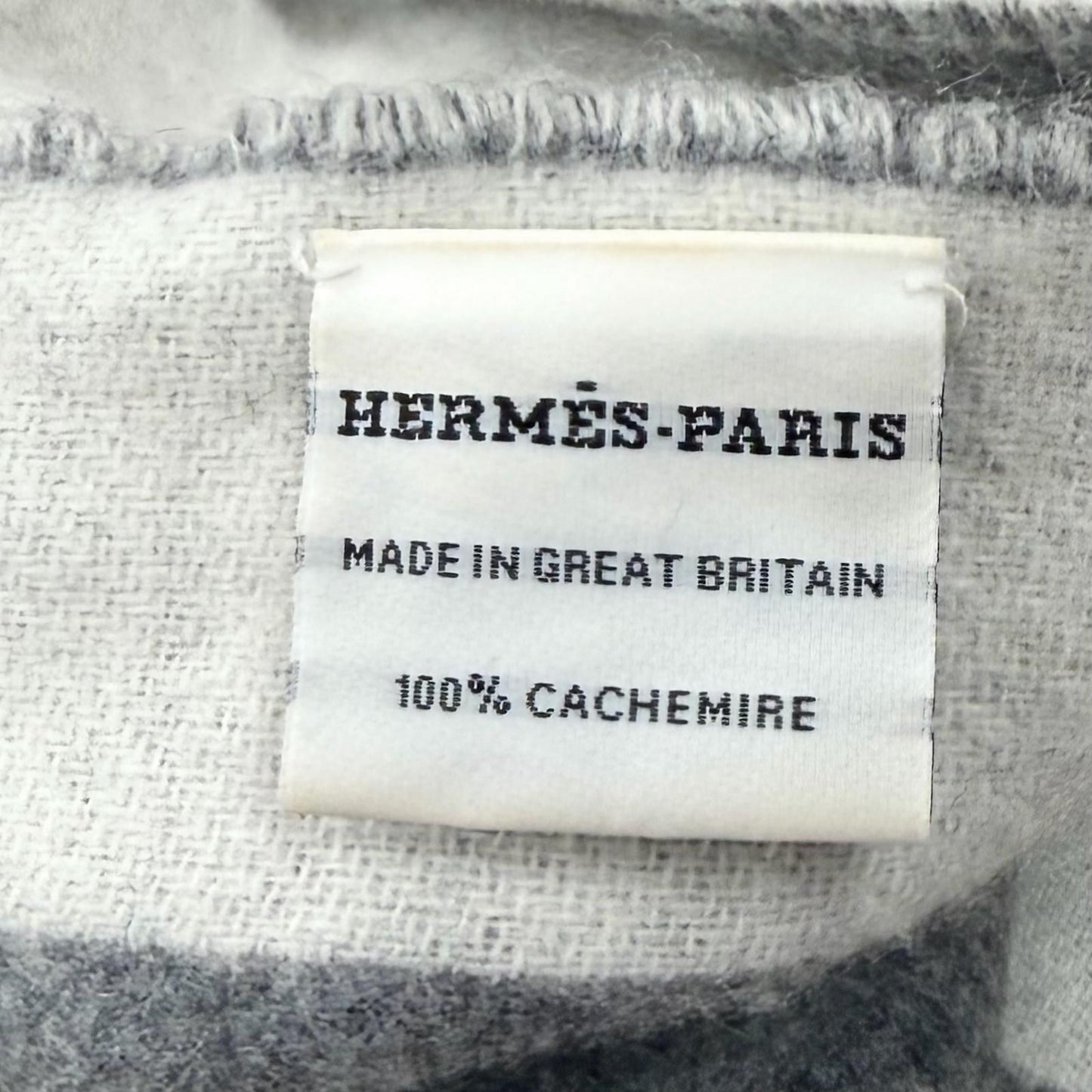 Hermes Love Story Cashmere Scarf with Fringes Shawl Gray Off White — view 7