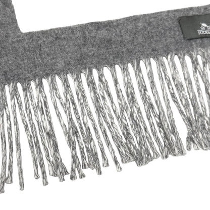 Hermes Love Story Cashmere Scarf with Fringes Shawl Gray Off White — view 4