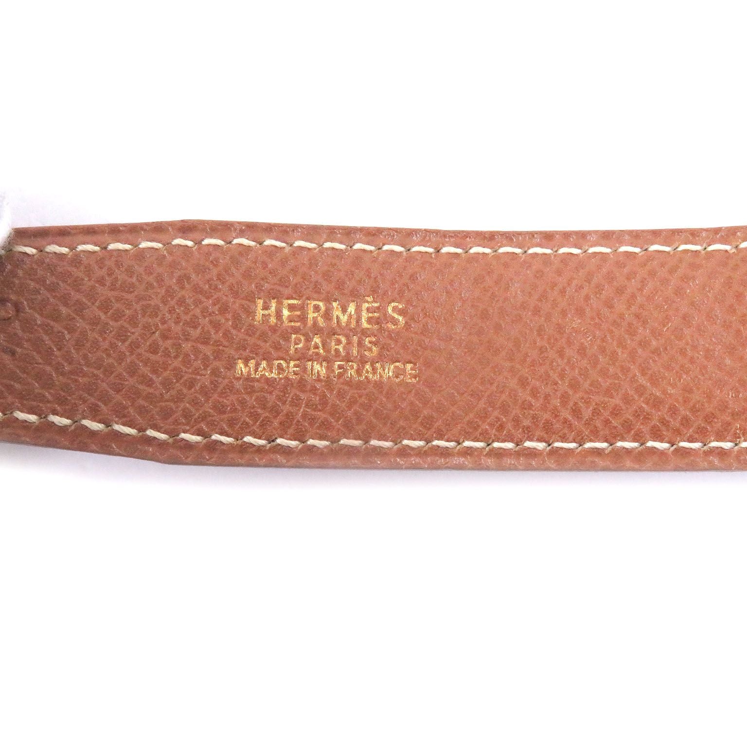 Hermes Vintage Martin Margiela Era Logo Gold Buckle Leather Belt Dark Brown 70 — view 8