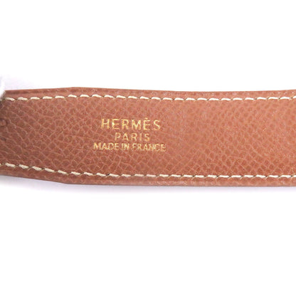Hermes Vintage Martin Margiela Era Logo Gold Buckle Leather Belt Dark Brown 70 — view 8