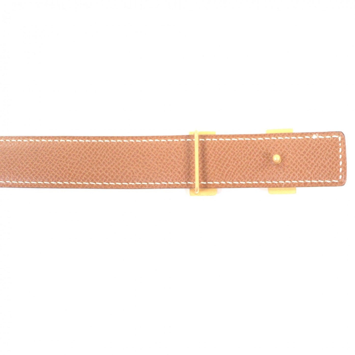 Hermes Vintage Martin Margiela Era Logo Gold Buckle Leather Belt Dark Brown 70 — view 6