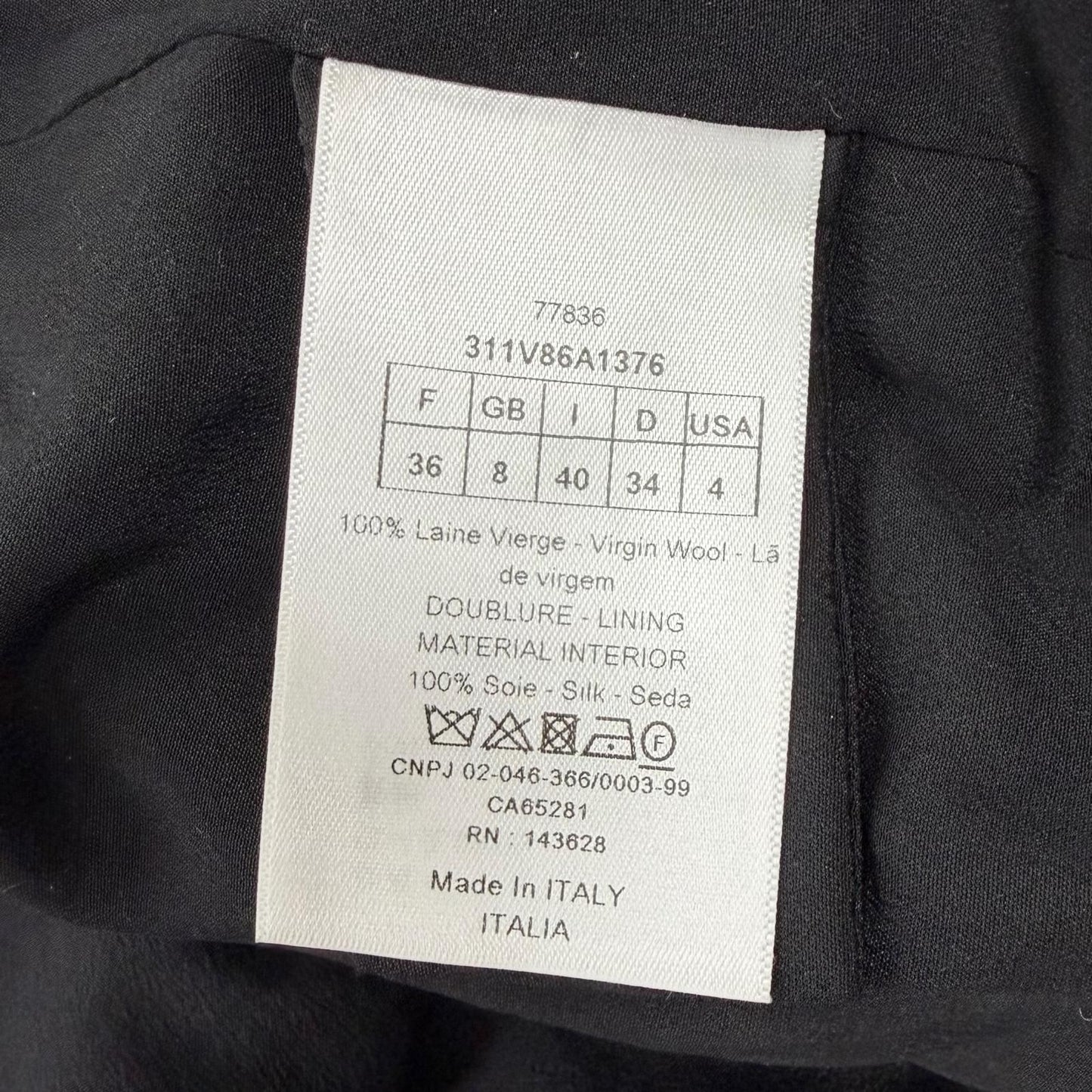 Dior Lining Silk 100% Houndstooth Cropped Glen Check Jacket Black White 40 — view 8