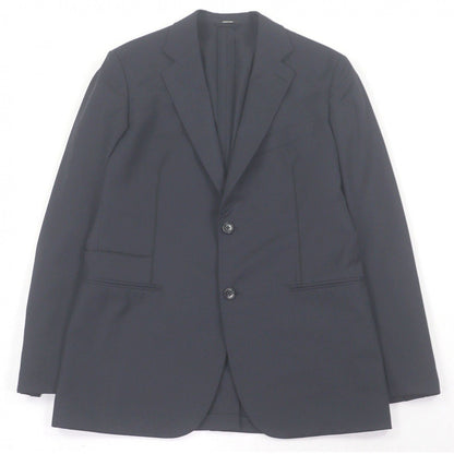 Hermes Silk Blend Single Tailored Jacket Leather Navy 50 Recommended