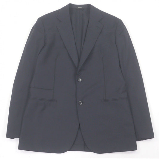 Hermes Silk Blend Single Tailored Jacket Leather Navy 50 Recommended