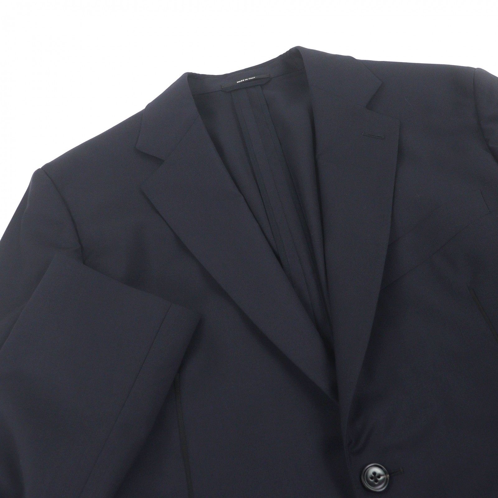 Hermes Silk Blend Single Tailored Jacket Leather Navy 50 Recommended — view 2