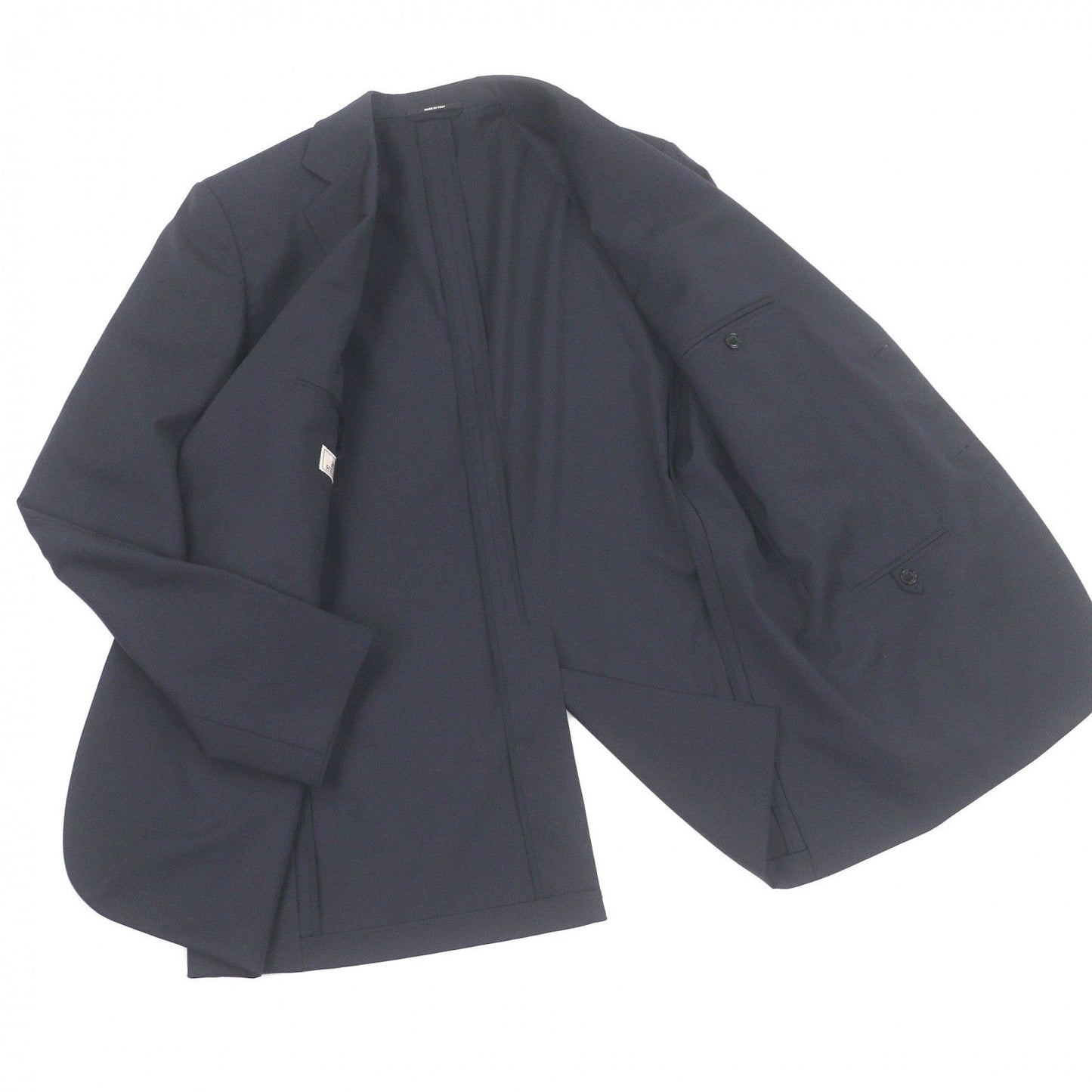 Hermes Silk Blend Single Tailored Jacket Leather Navy 50 Recommended — view 3