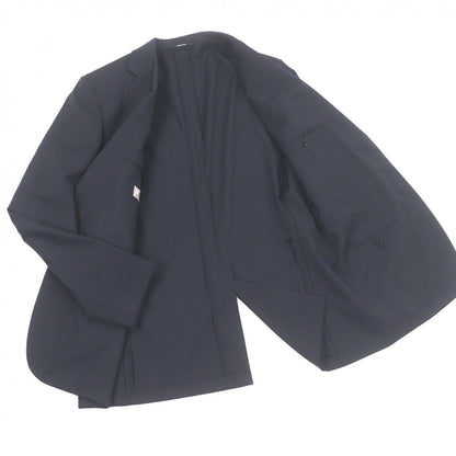 Hermes Silk Blend Single Tailored Jacket Leather Navy 50 Recommended — view 3