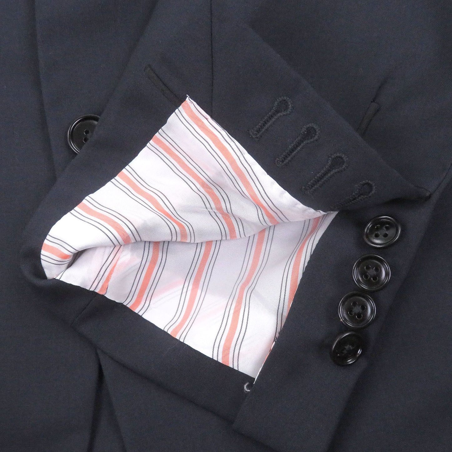 Hermes Silk Blend Single Tailored Jacket Leather Navy 50 Recommended — view 6