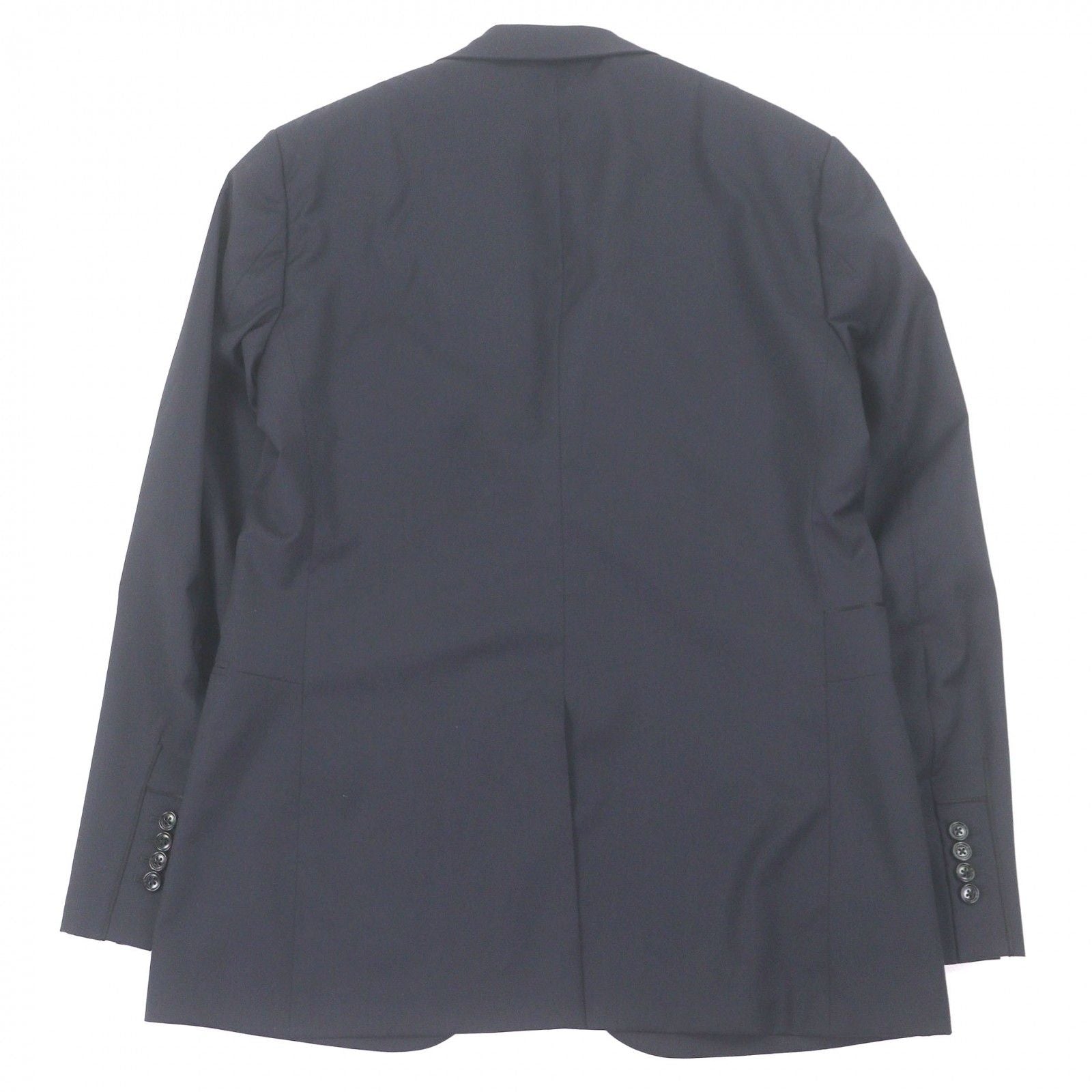 Hermes Silk Blend Single Tailored Jacket Leather Navy 50 Recommended — view 4