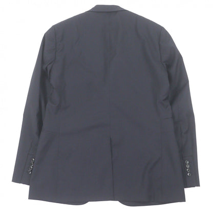 Hermes Silk Blend Single Tailored Jacket Leather Navy 50 Recommended — view 4