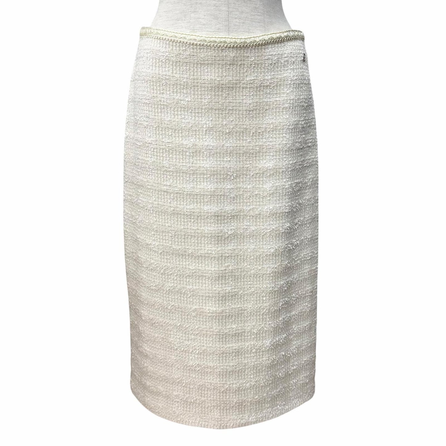 Gucci Wool Silk Blend Interlocking Tight Skirt White 40