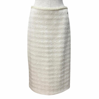 Gucci Wool Silk Blend Interlocking Tight Skirt White 40