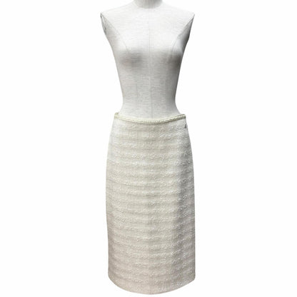 Gucci Wool Silk Blend Interlocking Tight Skirt White 40 — view 2