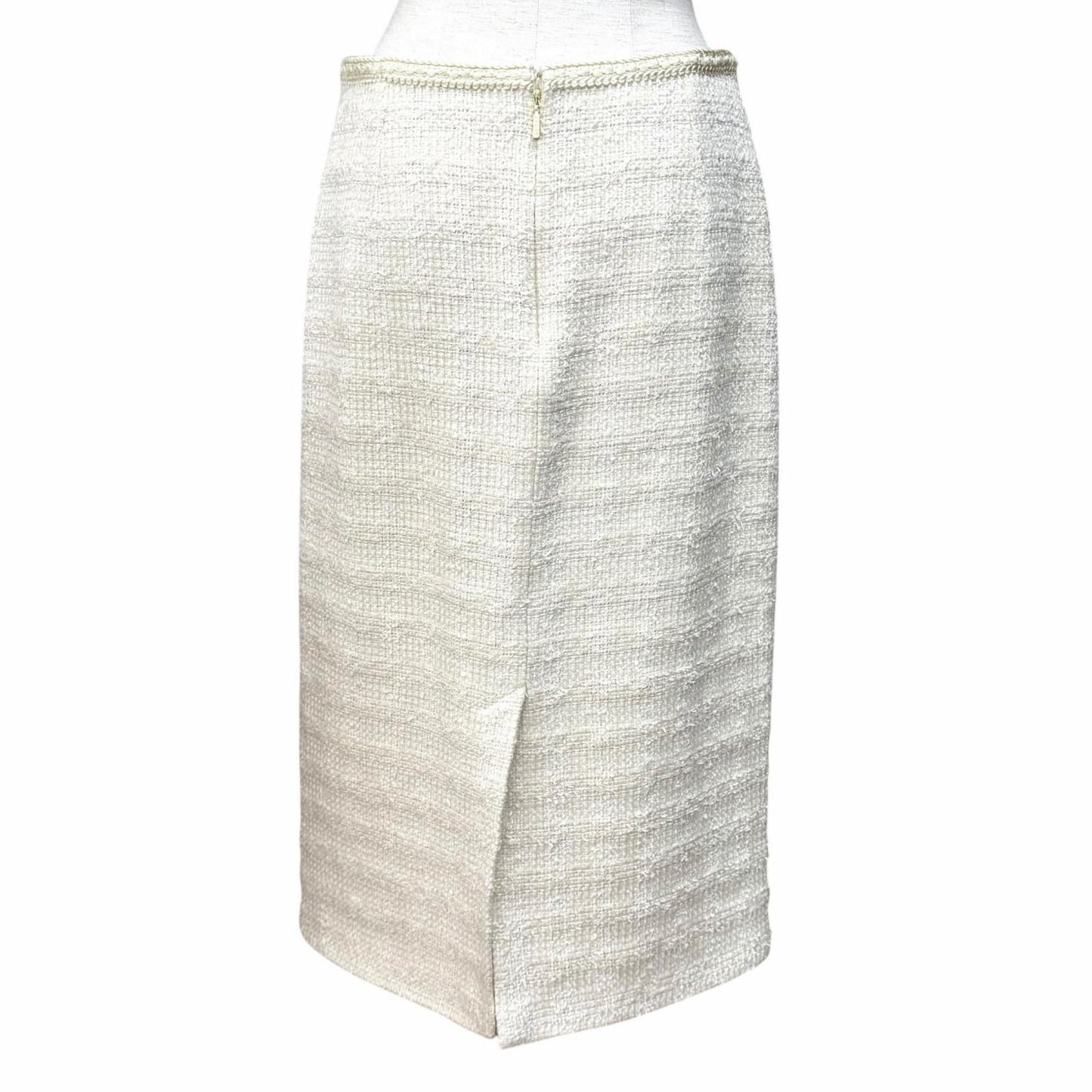Gucci Wool Silk Blend Interlocking Tight Skirt White 40 — view 4
