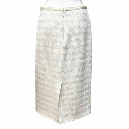 Gucci Wool Silk Blend Interlocking Tight Skirt White 40 — view 4