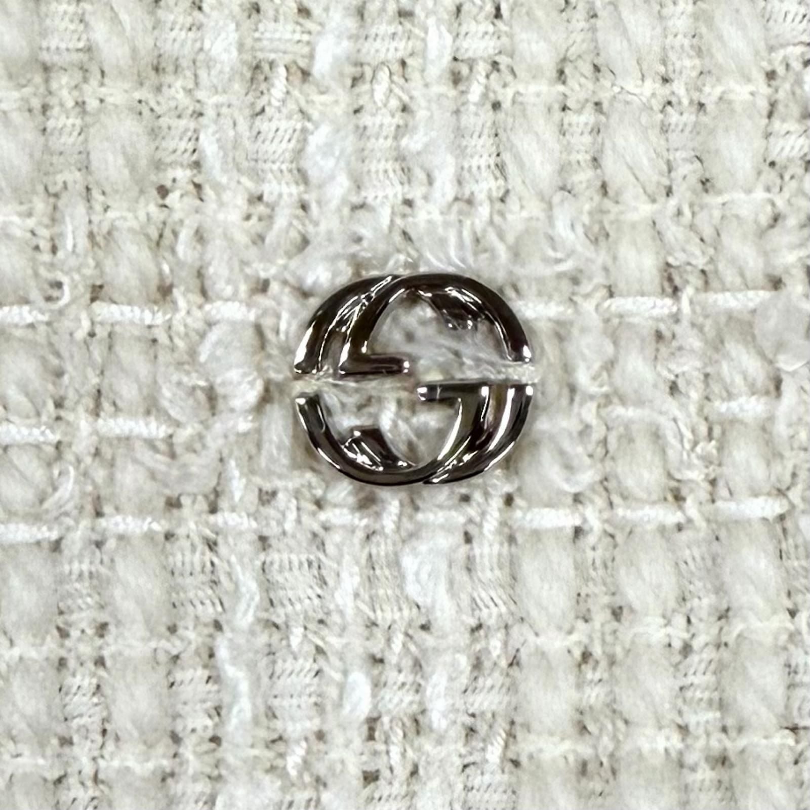 Gucci Wool Silk Blend Interlocking Tight Skirt White 40 — view 7