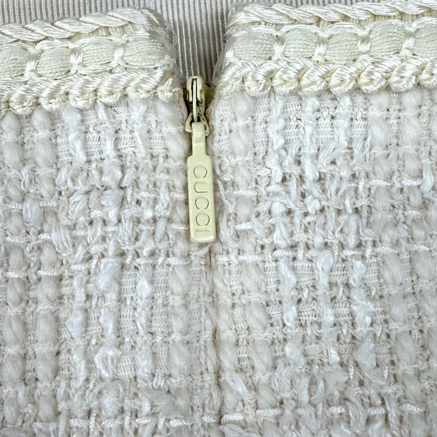 Gucci Wool Silk Blend Interlocking Tight Skirt White 40 — view 8