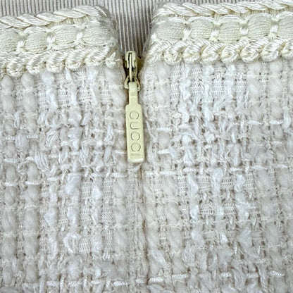 Gucci Wool Silk Blend Interlocking Tight Skirt White 40 — view 8