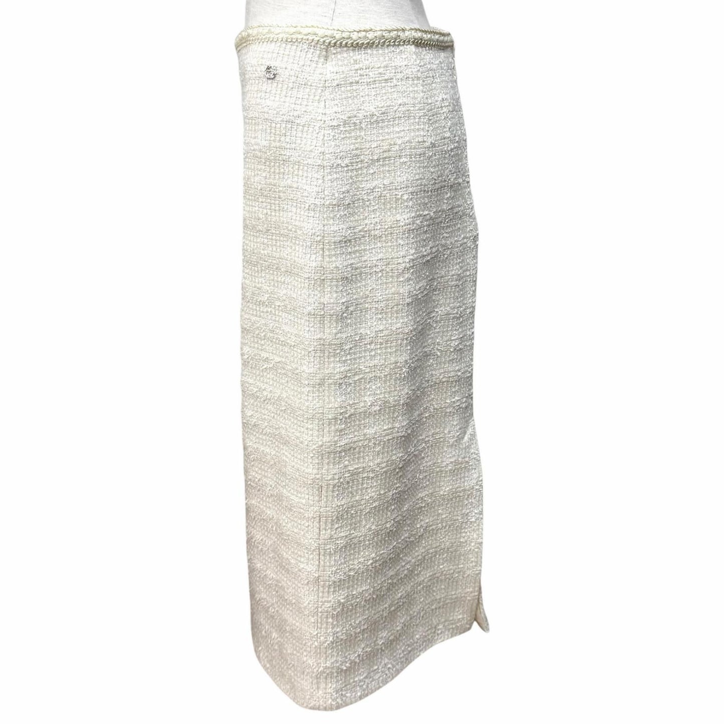 Gucci Wool Silk Blend Interlocking Tight Skirt White 40 — view 3