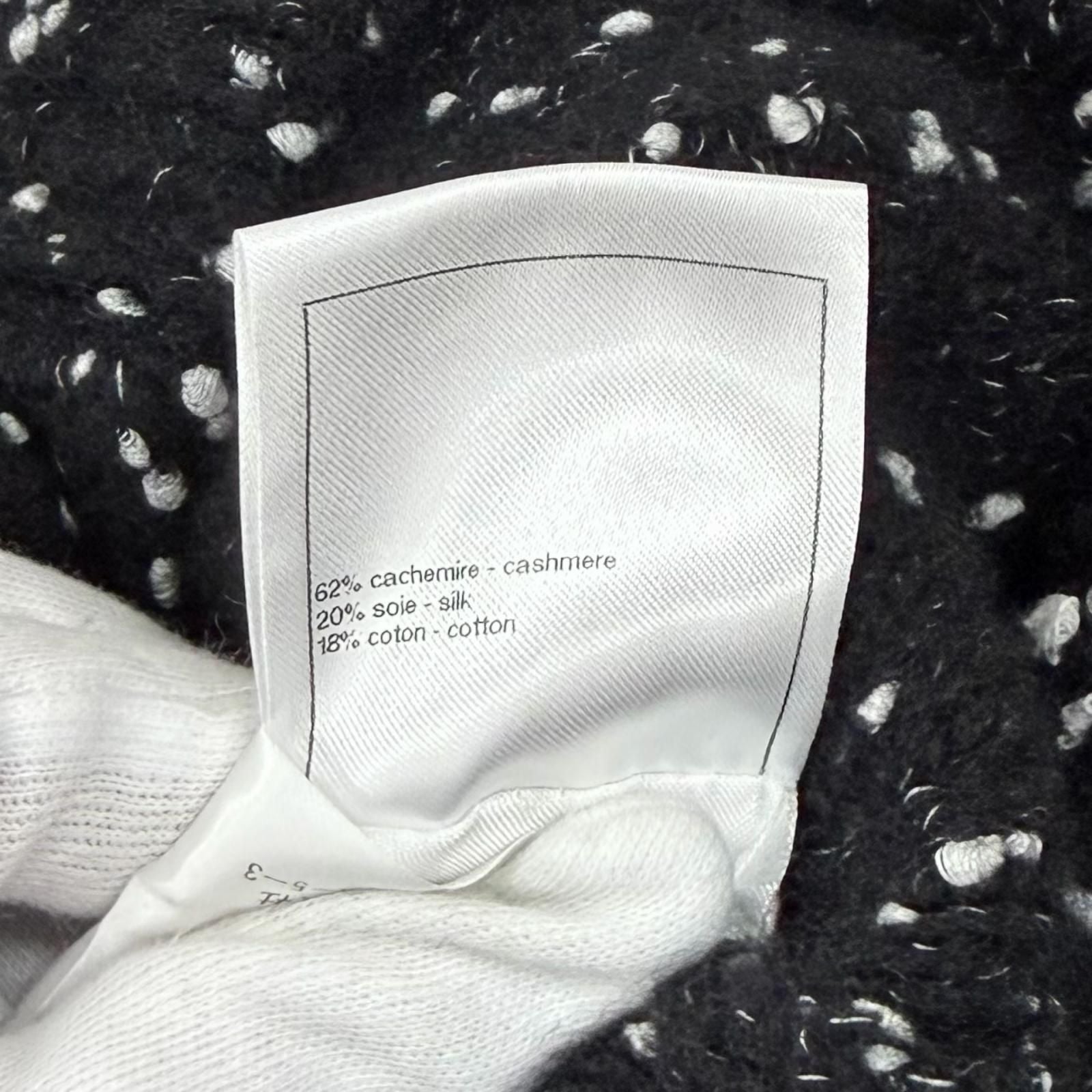 Chanel Cashmere Silk Blend CC Logo Button Line Stone Crew Neck Knit Cardigan — view 9