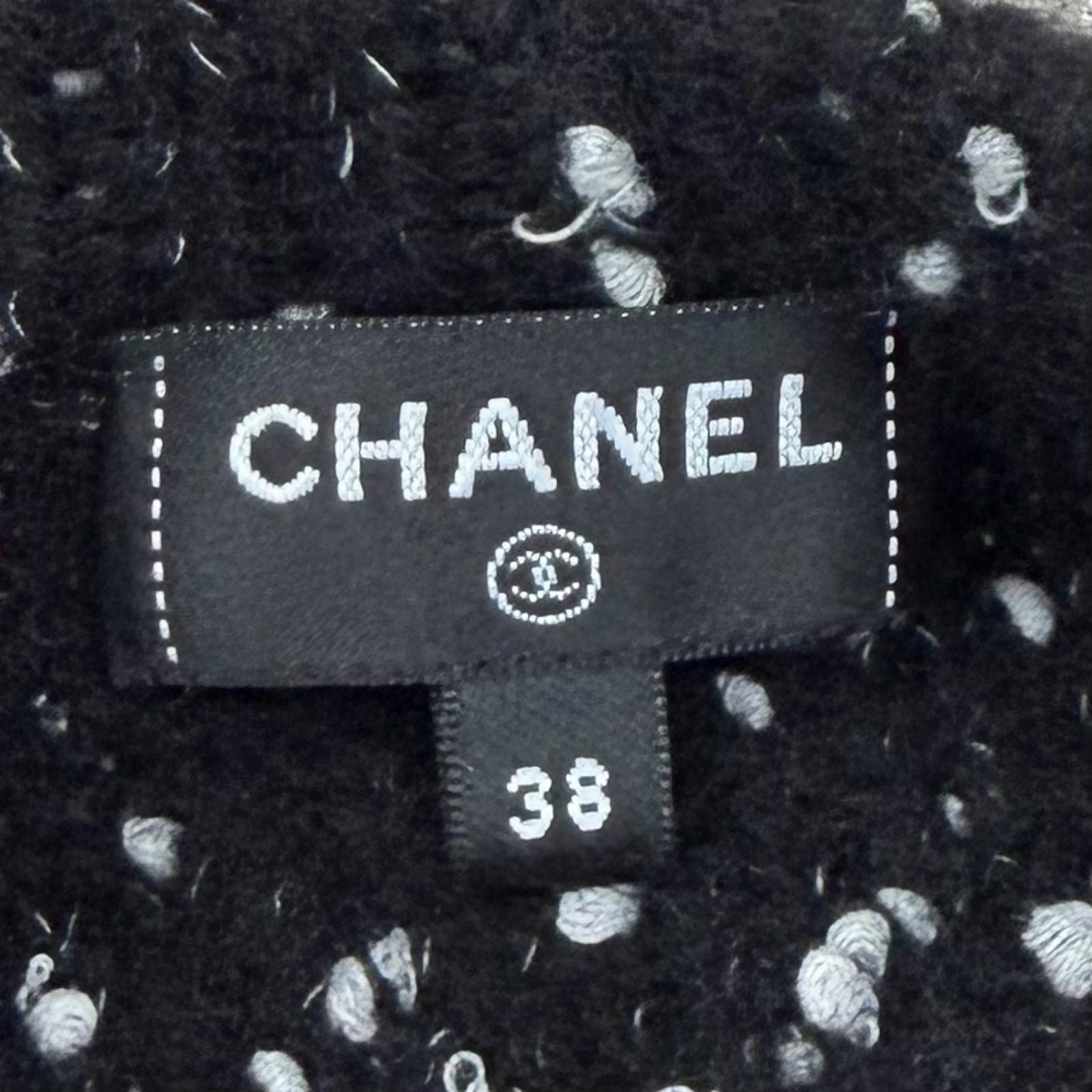 Chanel Cashmere Silk Blend CC Logo Button Line Stone Crew Neck Knit Cardigan — view 6