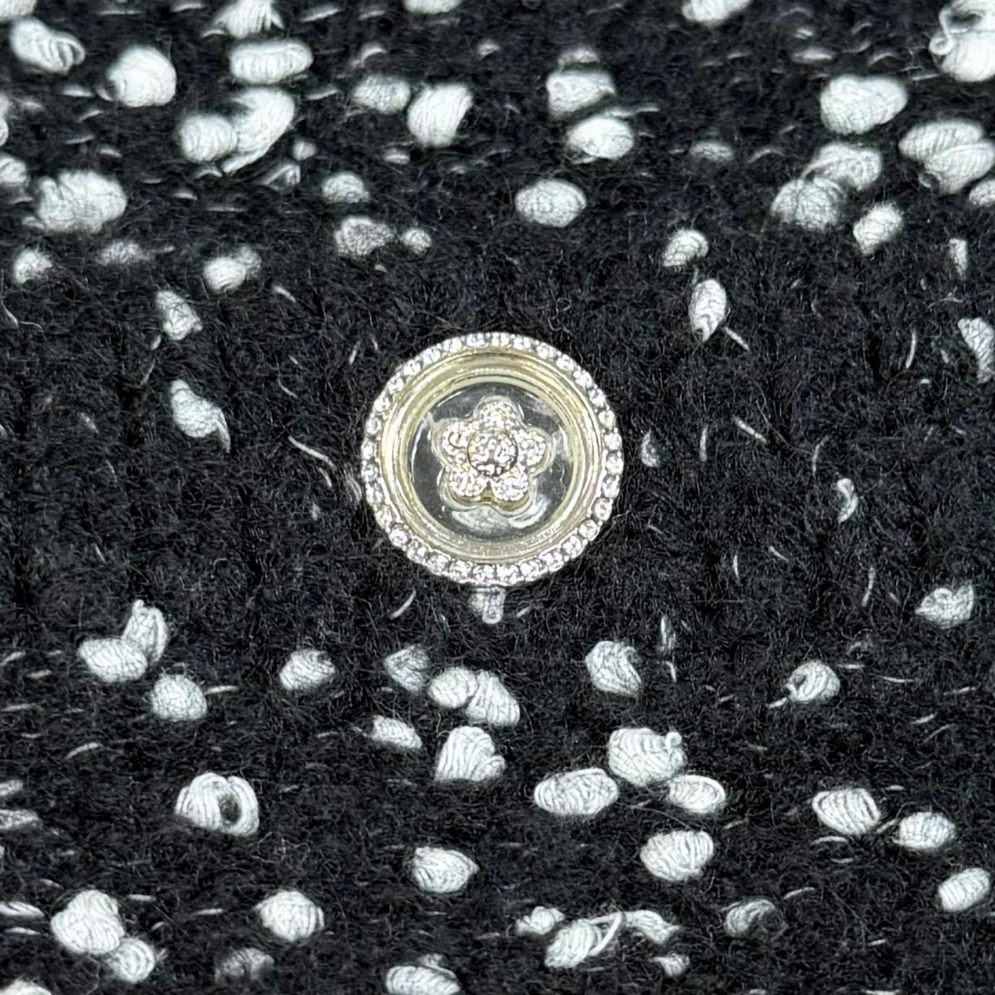 Chanel Cashmere Silk Blend CC Logo Button Line Stone Crew Neck Knit Cardigan — view 5