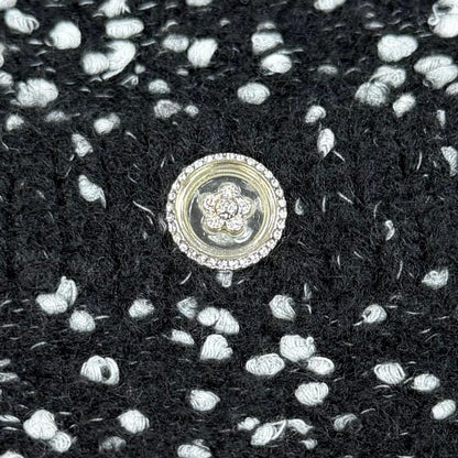 Chanel Cashmere Silk Blend CC Logo Button Line Stone Crew Neck Knit Cardigan — view 5