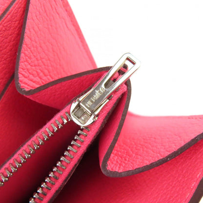 Hermes Constance Slim Evercolor Rose Azalea Silver Compact Wallet Recommended — view 7