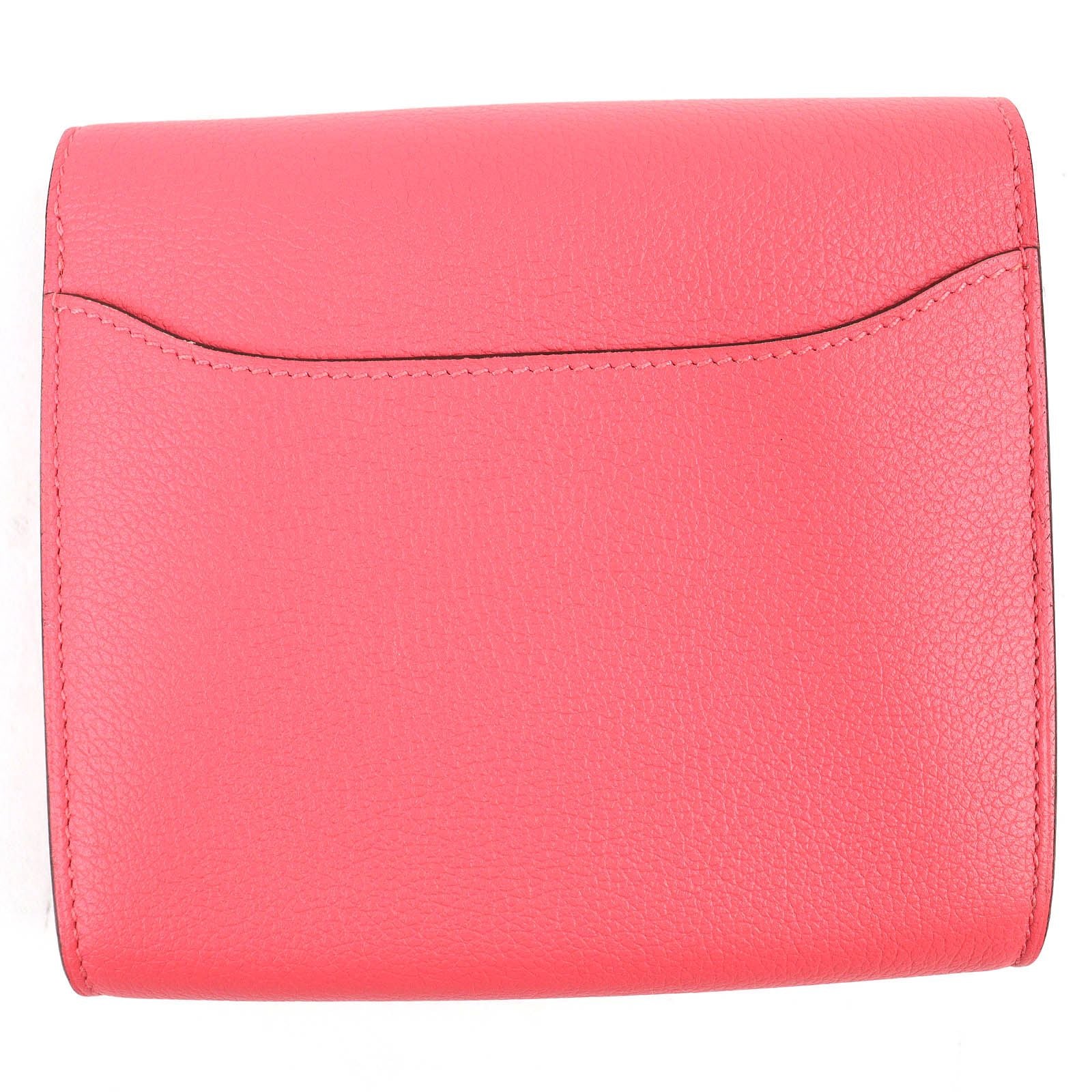 Hermes Constance Slim Evercolor Rose Azalea Silver Compact Wallet Recommended — view 2