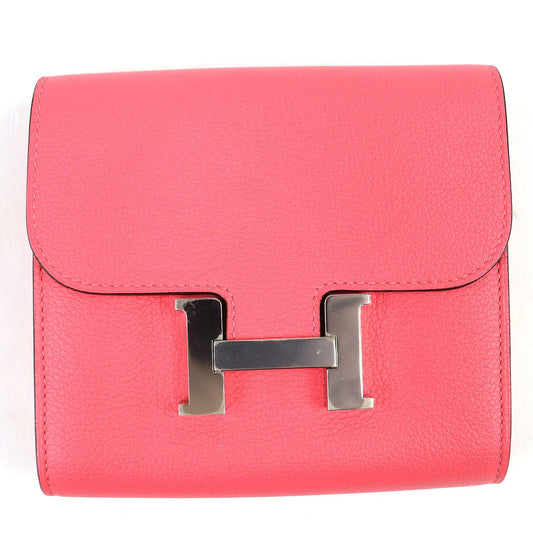 Hermes Constance Slim Evercolor Rose Azalea Silver Compact Wallet Recommended
