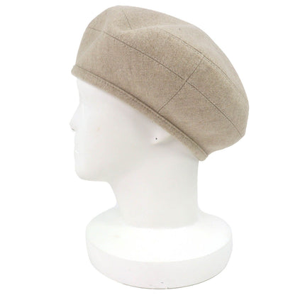 Hermes Sainte Honore Cashmere 100% Silver Series Button Beret Hat Beige 57 — view 3