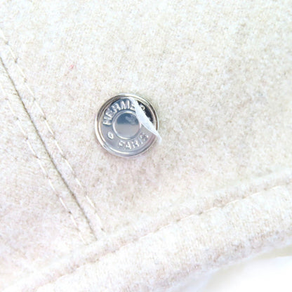 Hermes Sainte Honore Cashmere 100% Silver Series Button Beret Hat Beige 57 — view 7