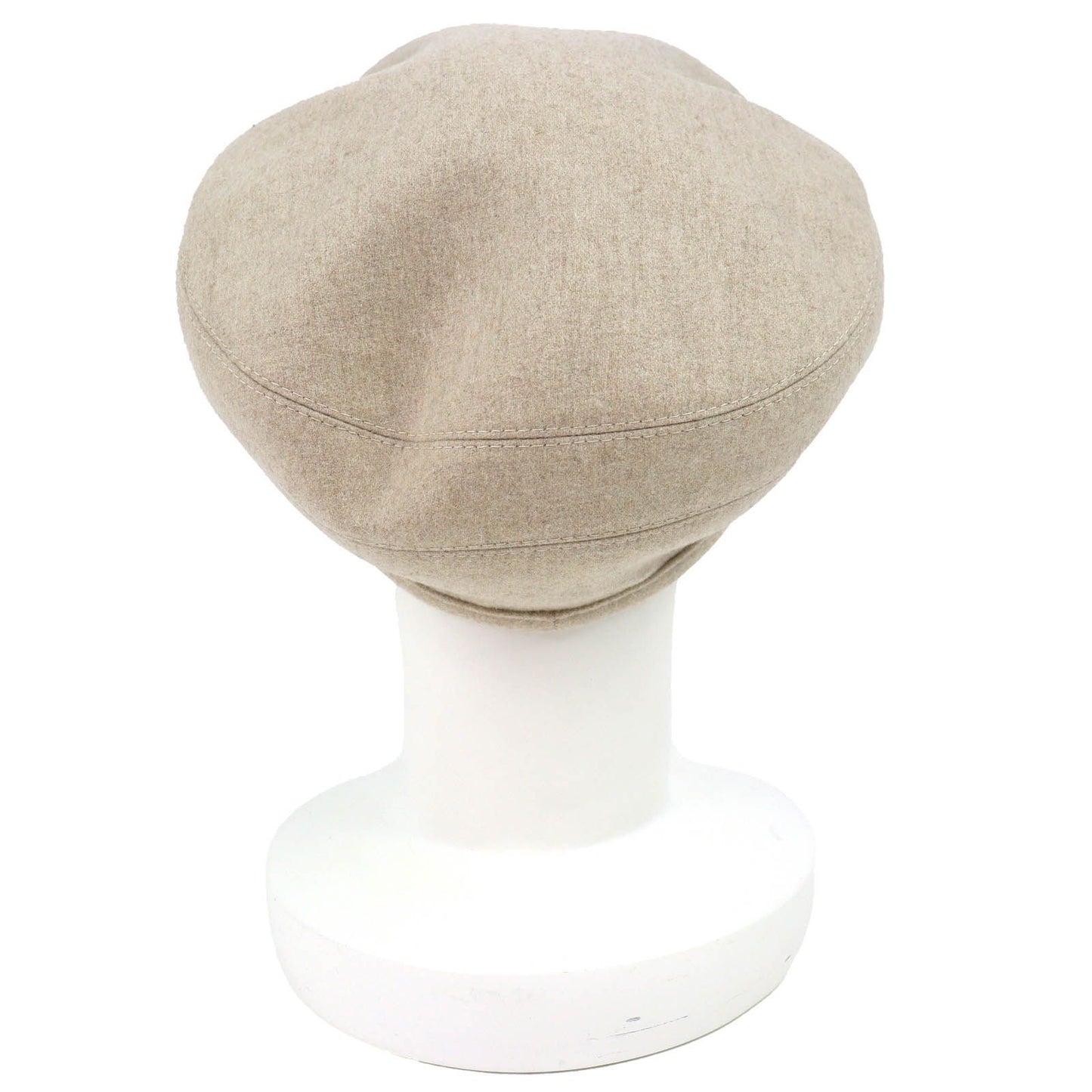 Hermes Sainte Honore Cashmere 100% Silver Series Button Beret Hat Beige 57 — view 5