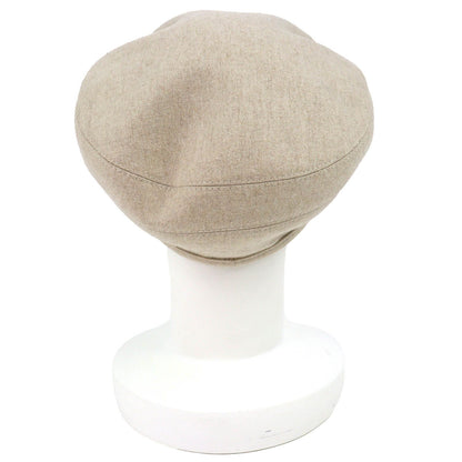 Hermes Sainte Honore Cashmere 100% Silver Series Button Beret Hat Beige 57 — view 5