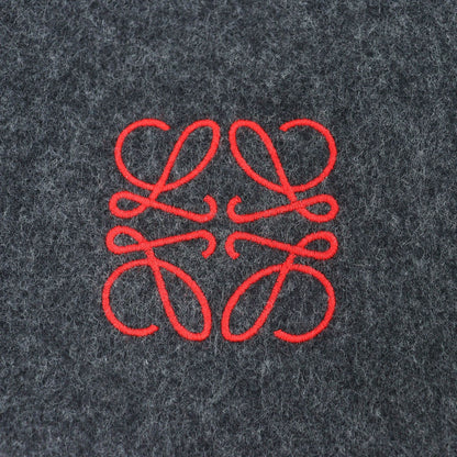 Loewe Wool Cashmere Anagram Embroidery Fringe Long Scarf Gray Red Recommended — view 6