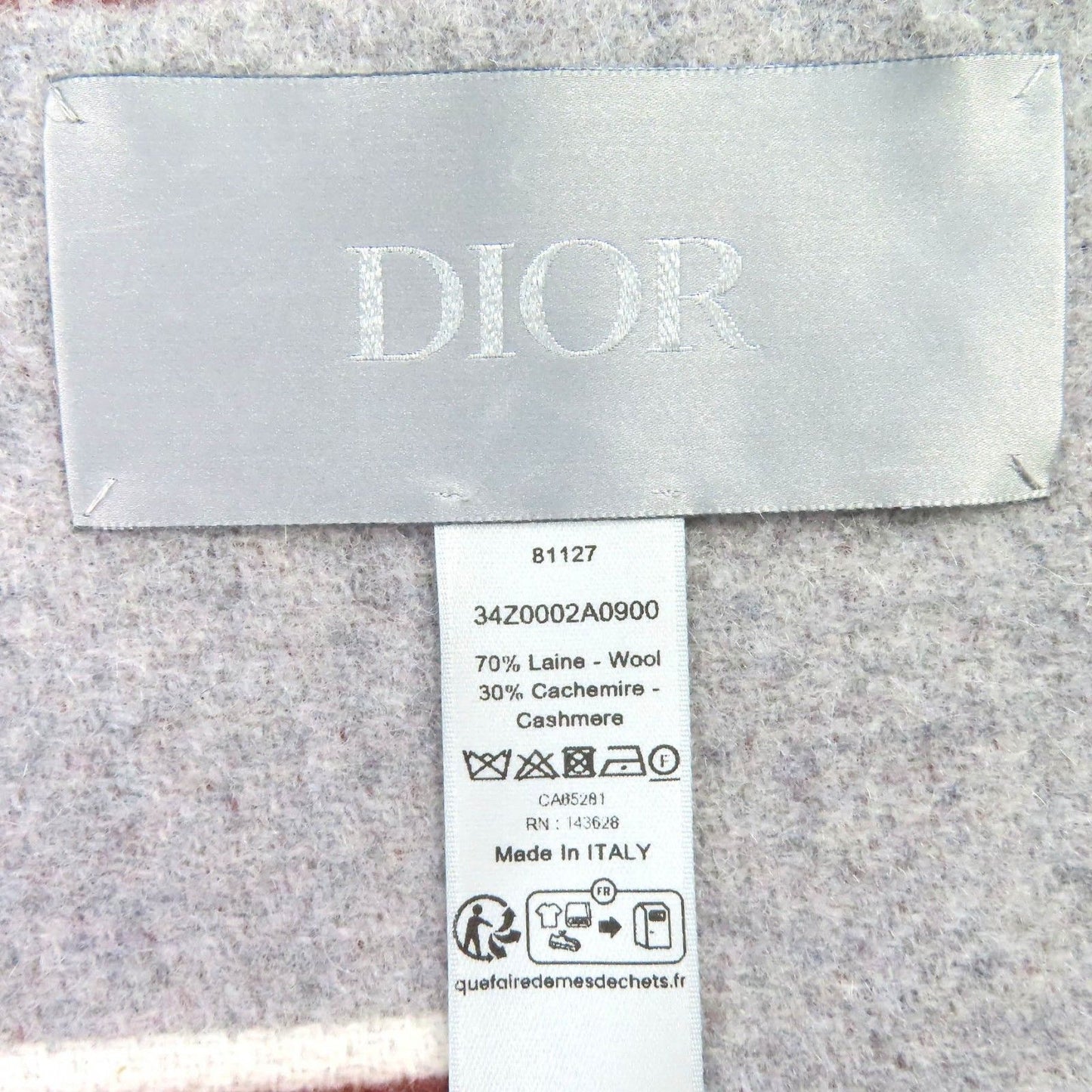 Dior Homme Wool Cashmere Blue Fringe Large Throw Gray — view 6