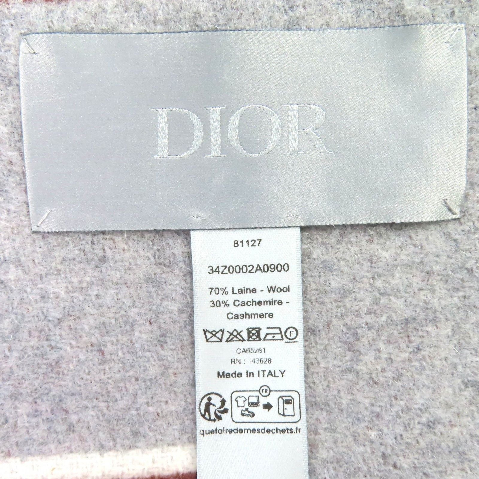 Dior Homme Wool Cashmere Blue Fringe Large Throw Gray — view 6