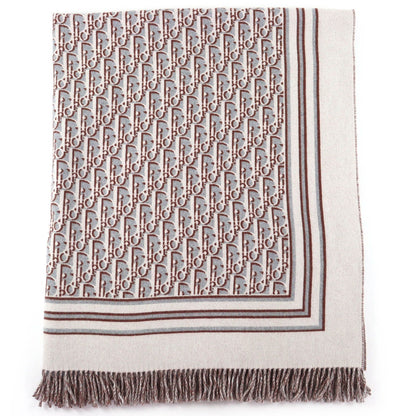 Dior Homme Wool Cashmere Blue Fringe Large Throw Gray
