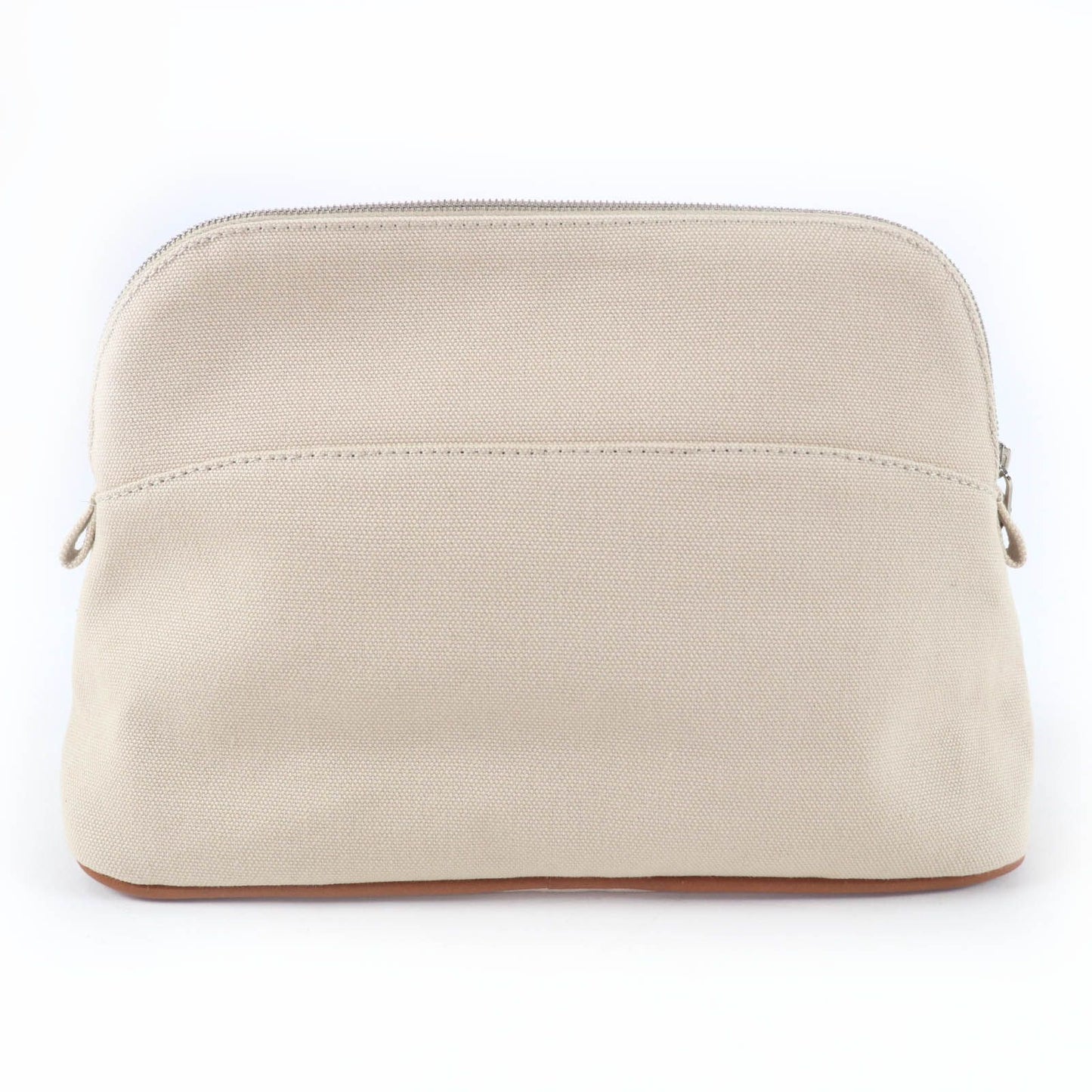 Hermes Bolide Pouch Cotton 100% Leather Logo Embroidered Zip Natural — view 2