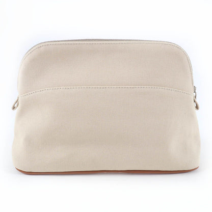 Hermes Bolide Pouch Cotton 100% Leather Logo Embroidered Zip Natural — view 2