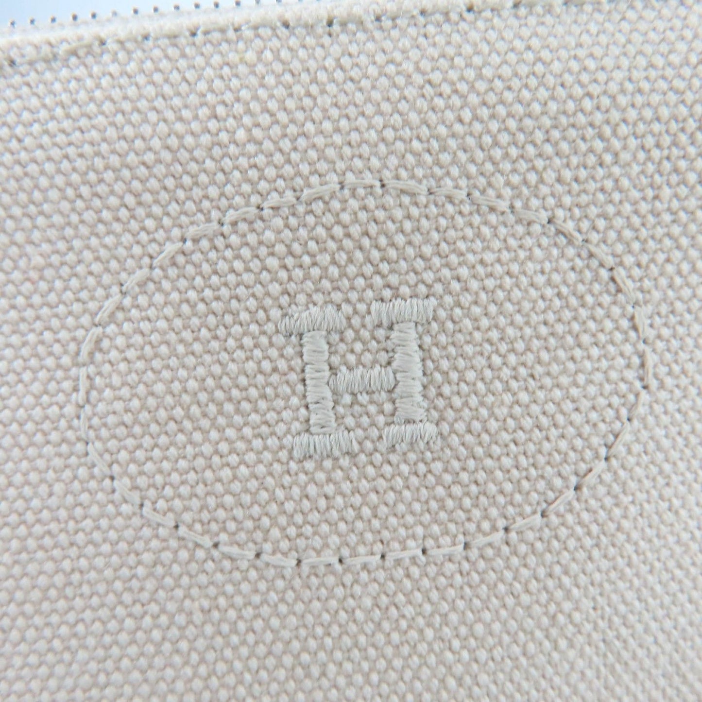 Hermes Bolide Pouch Cotton 100% Leather Logo Embroidered Zip Natural — view 7