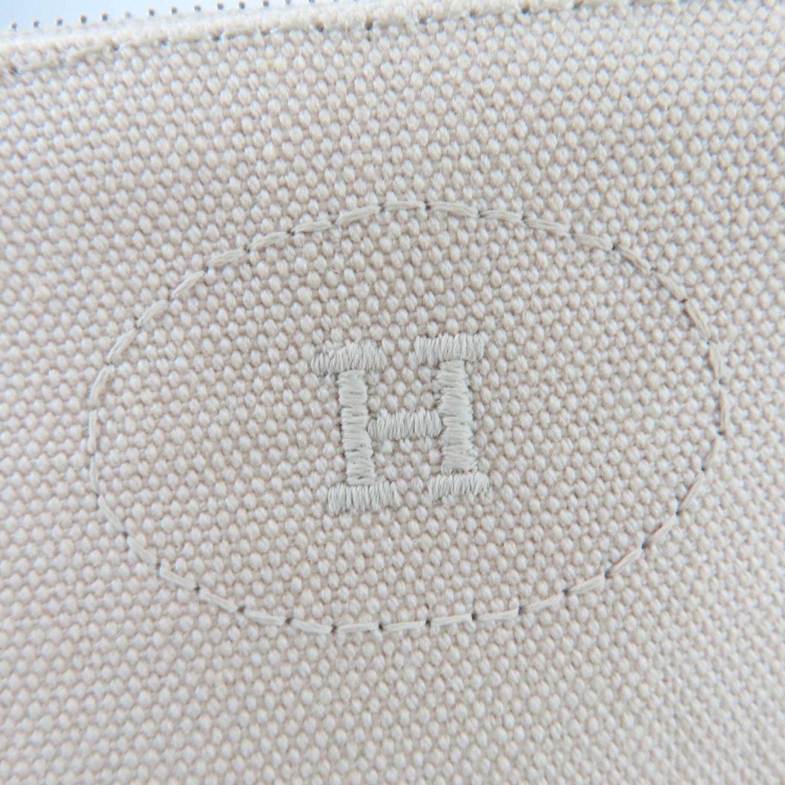 Hermes Bolide Pouch Cotton 100% Leather Logo Embroidered Zip Natural — view 7