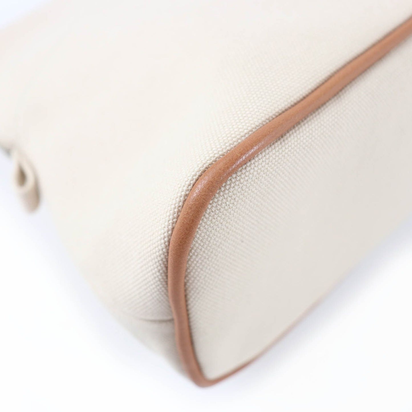 Hermes Bolide Pouch Cotton 100% Leather Logo Embroidered Zip Natural — view 5